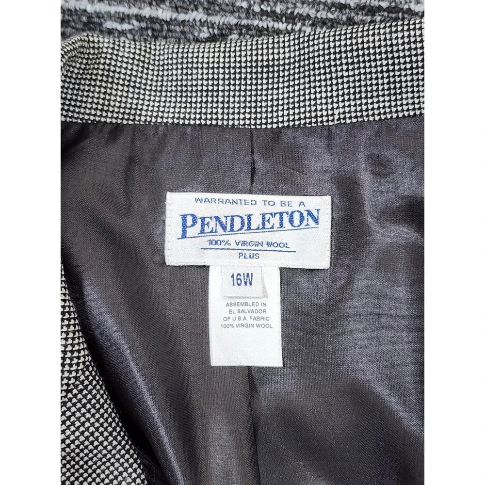 Pendleton Blazer Jacket Women 16W Houndstooth 100% Virgin Wool